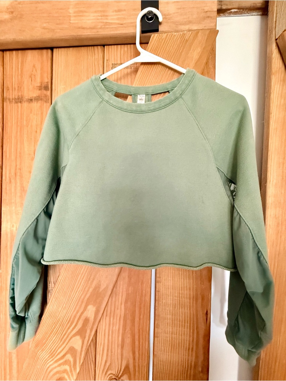 ALO Yoga Sage Green Cropped Crewneck Sweatshirt